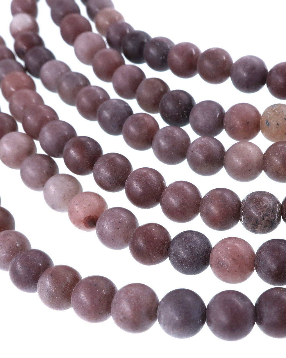 6mm Frosted Purple Aventurine round beads · 15"