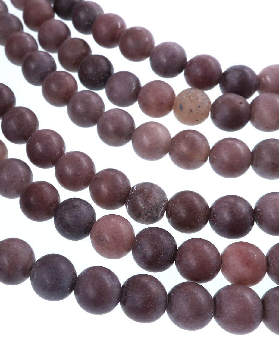 6mm Frosted Purple Aventurine round beads · 15"