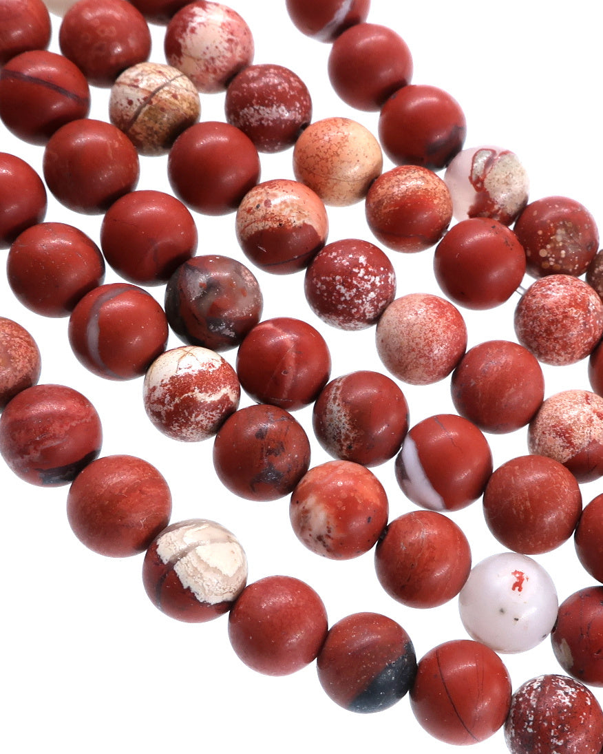 6mm Frosted Red Jasper round beads · 15"