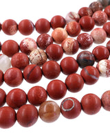 6mm Frosted Red Jasper round beads · 15"