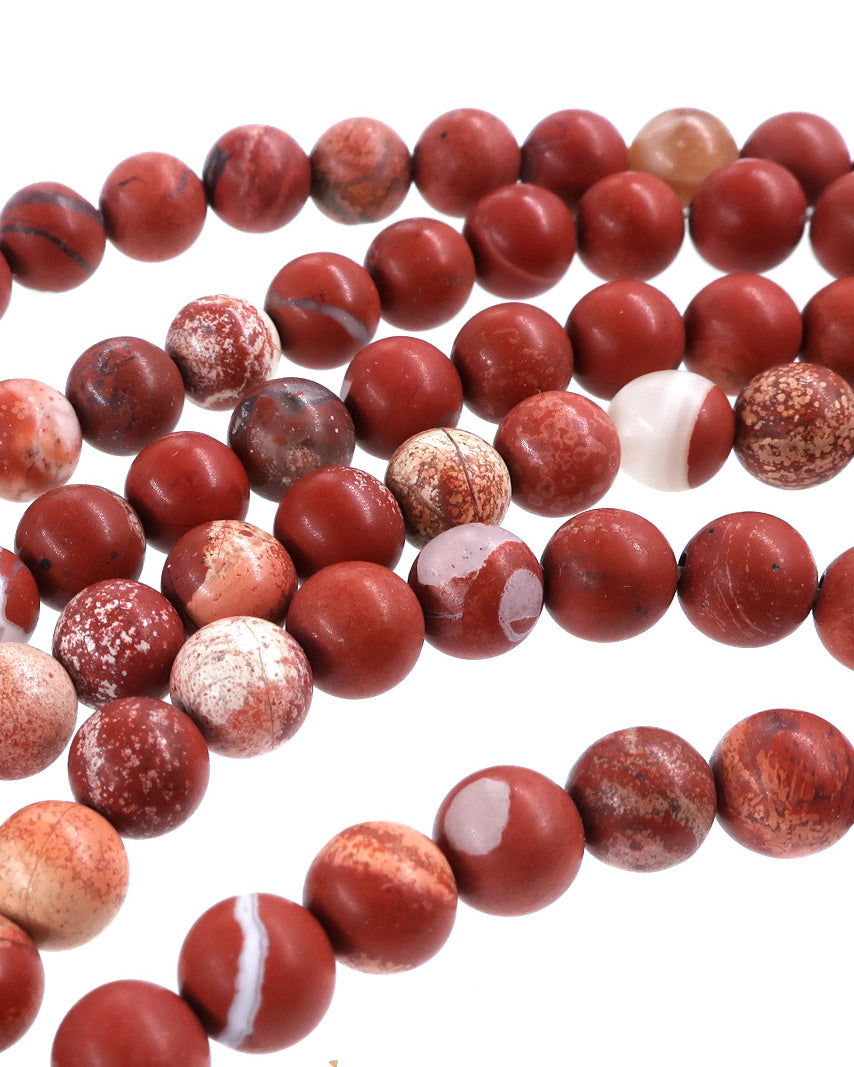 6mm Frosted Red Jasper round beads · 15"