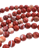 6mm Frosted Red Jasper round beads · 15"