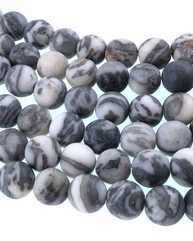 6mm Frosted Net Jasper round beads · 15"