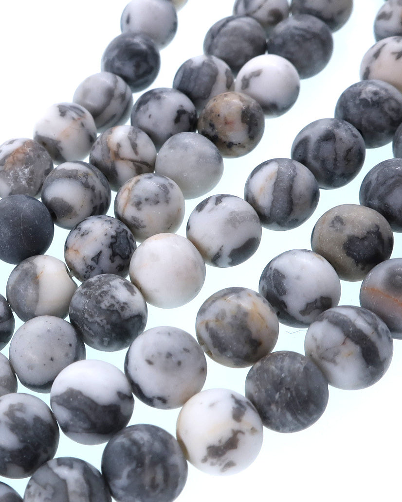 6mm Frosted Net Jasper round beads · 15"