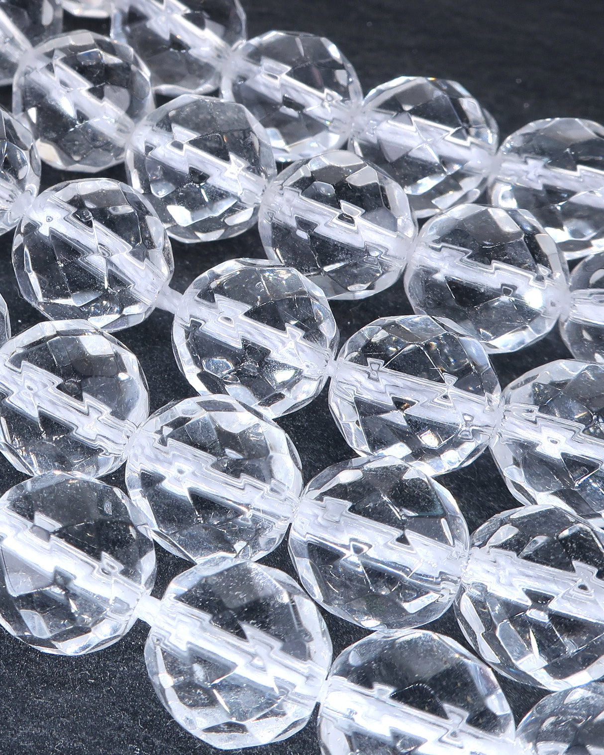 8mm · Faceted · Crystal Quartz · Round Beads · 15" full strand