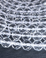 8mm · Faceted · Crystal Quartz · Round Beads · 15" full strand
