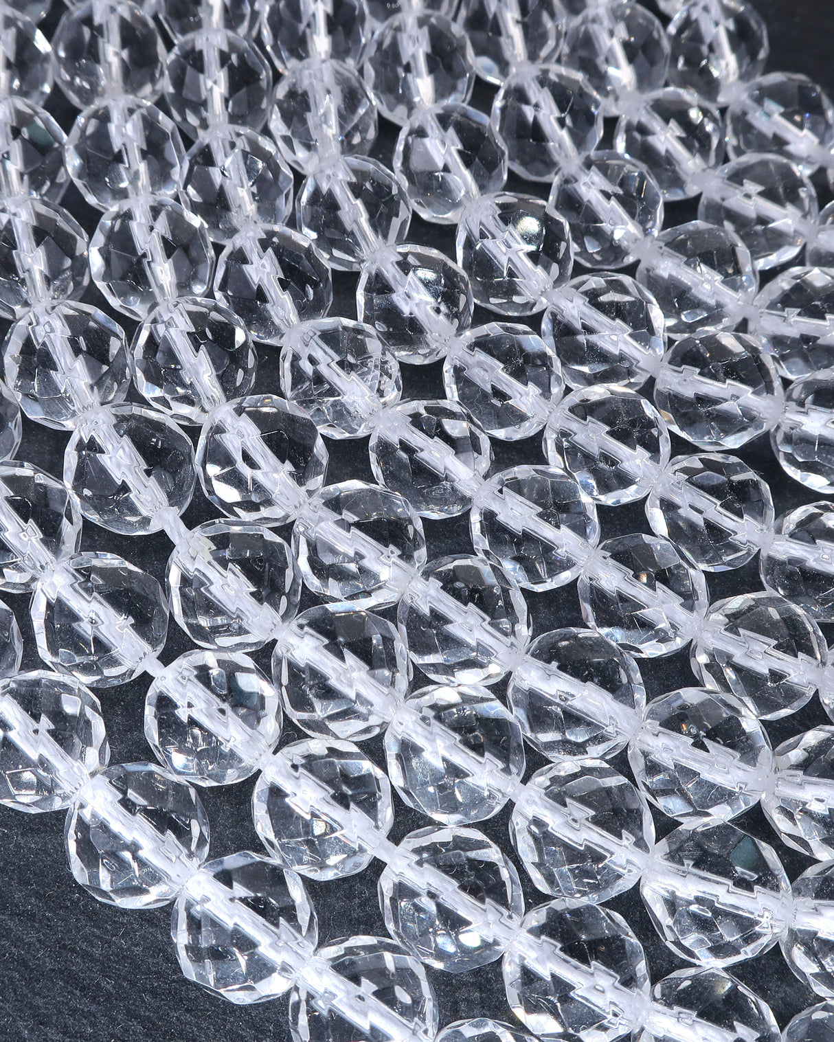 8mm · Faceted · Crystal Quartz · Round Beads · 15" full strand
