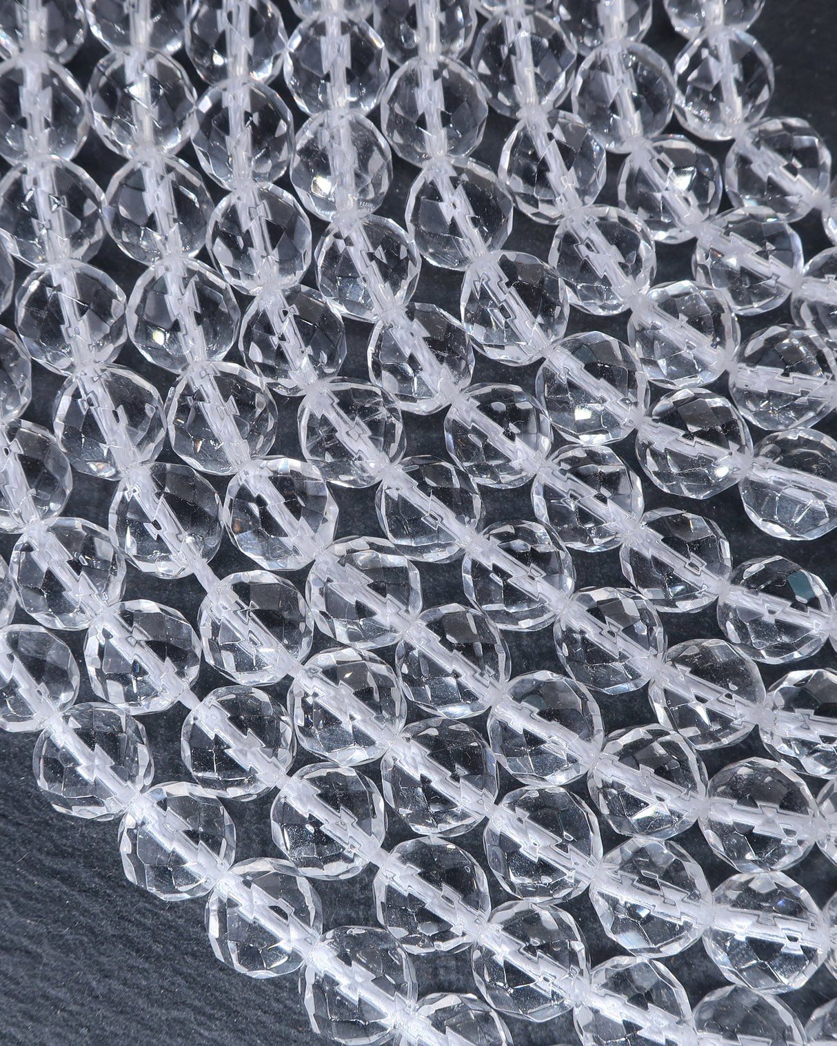 8mm · Faceted · Crystal Quartz · Round Beads · 15" full strand