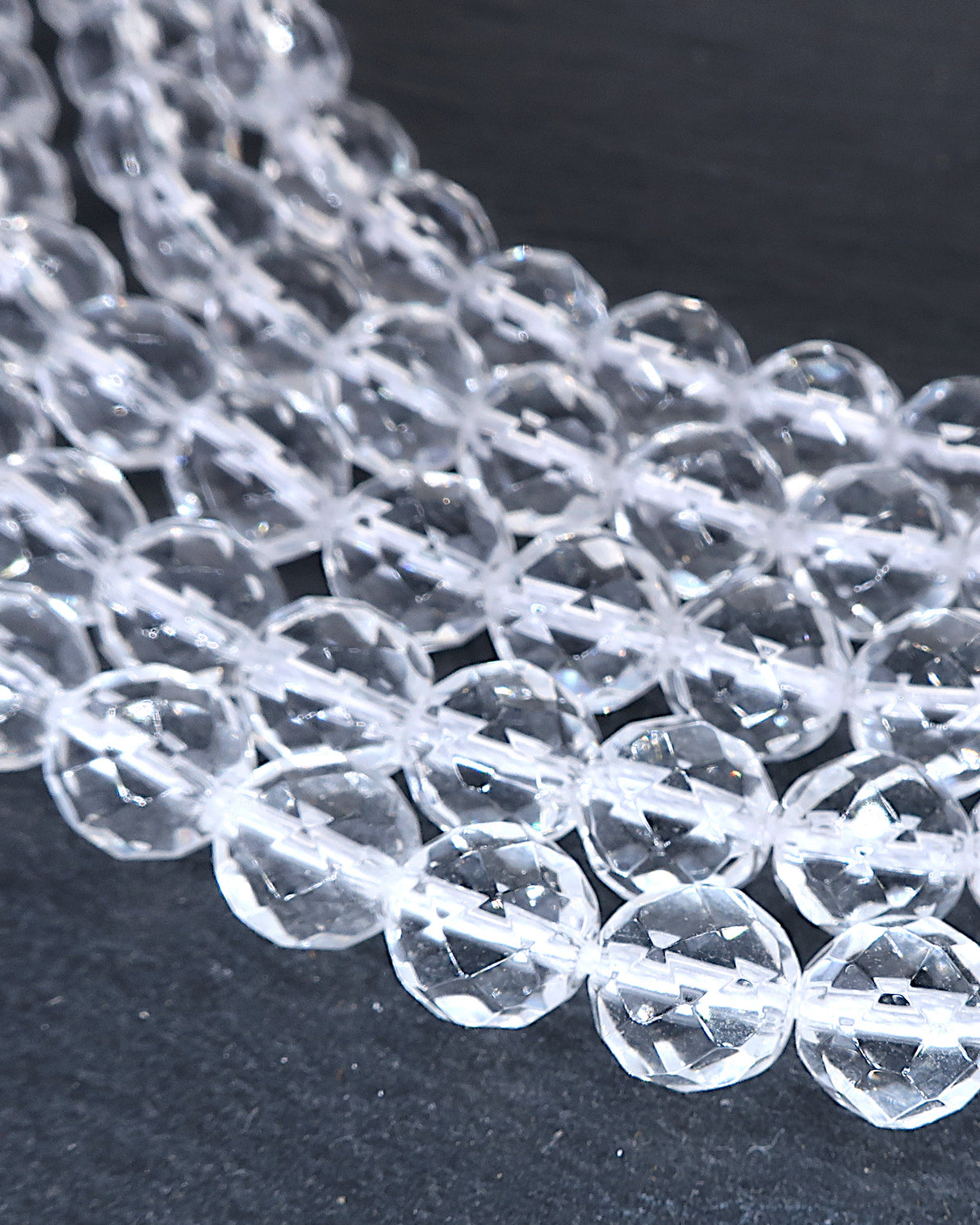 8mm · Faceted · Crystal Quartz · Round Beads · 15" full strand