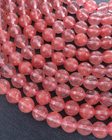 8mm · Faceted · Cherry Quartz · Round Beads · 15" Full Strand