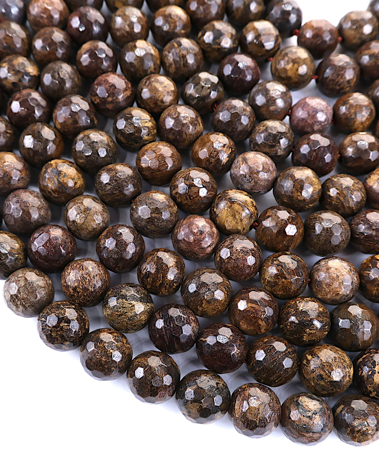 8mm · Faceted · Bronzite · Round Beads · 15" full strand