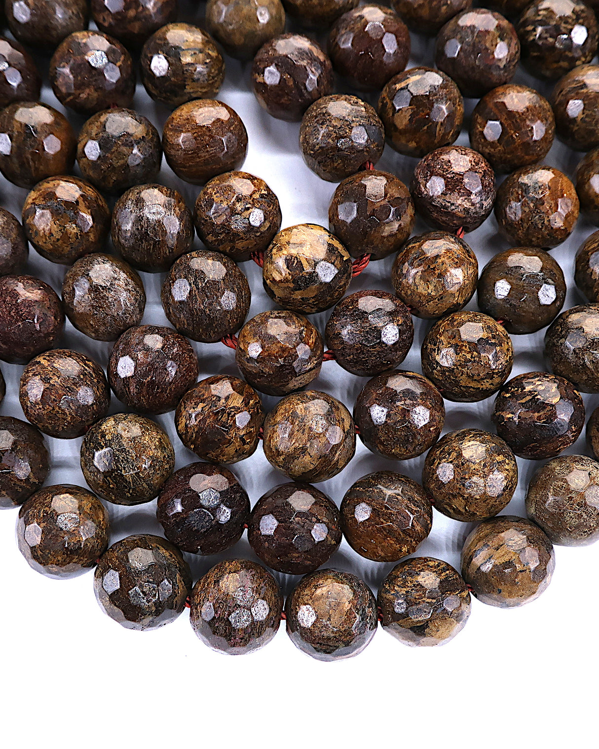 8mm · Faceted · Bronzite · Round Beads · 15" full strand