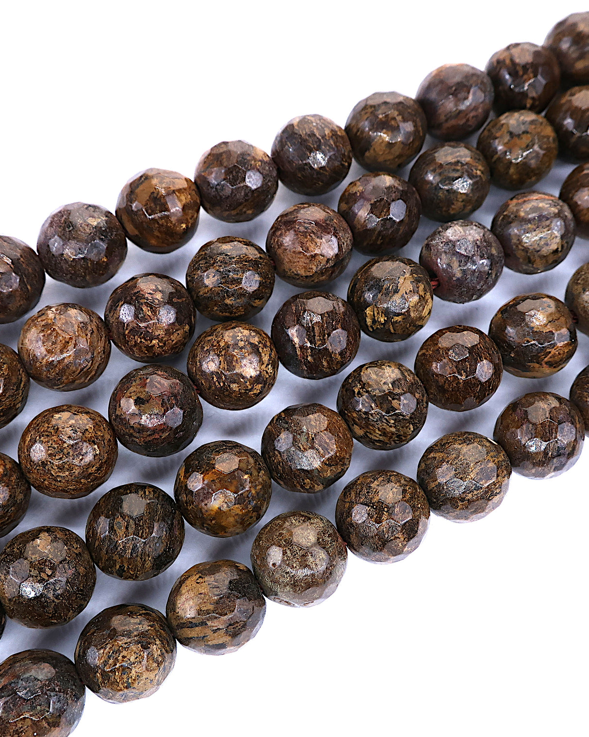 8mm · Faceted · Bronzite · Round Beads · 15" full strand