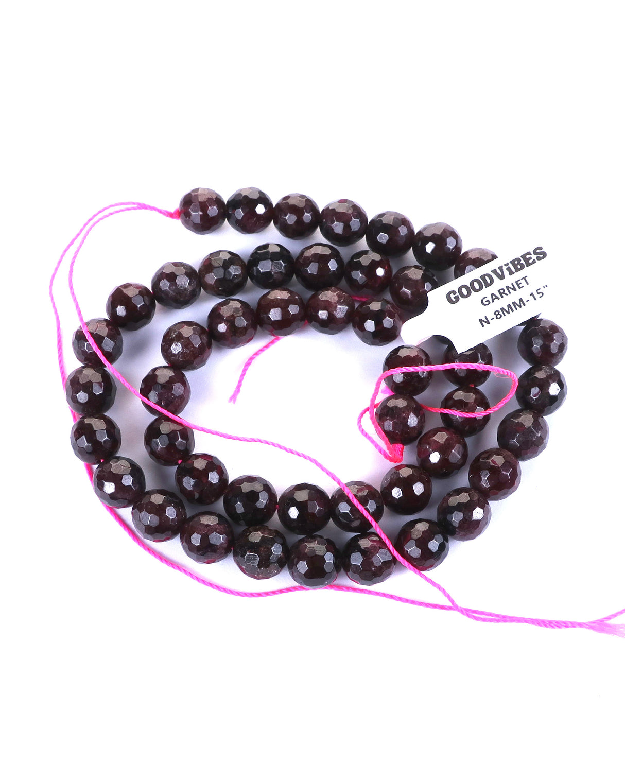 8mm · Faceted · Garnet · round beads · 15" full strand