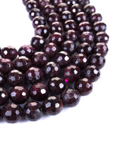 8mm · Faceted · Garnet · round beads · 15" full strand