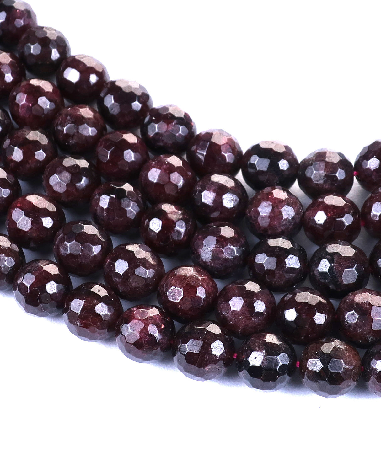 8mm · Faceted · Garnet · round beads · 15" full strand