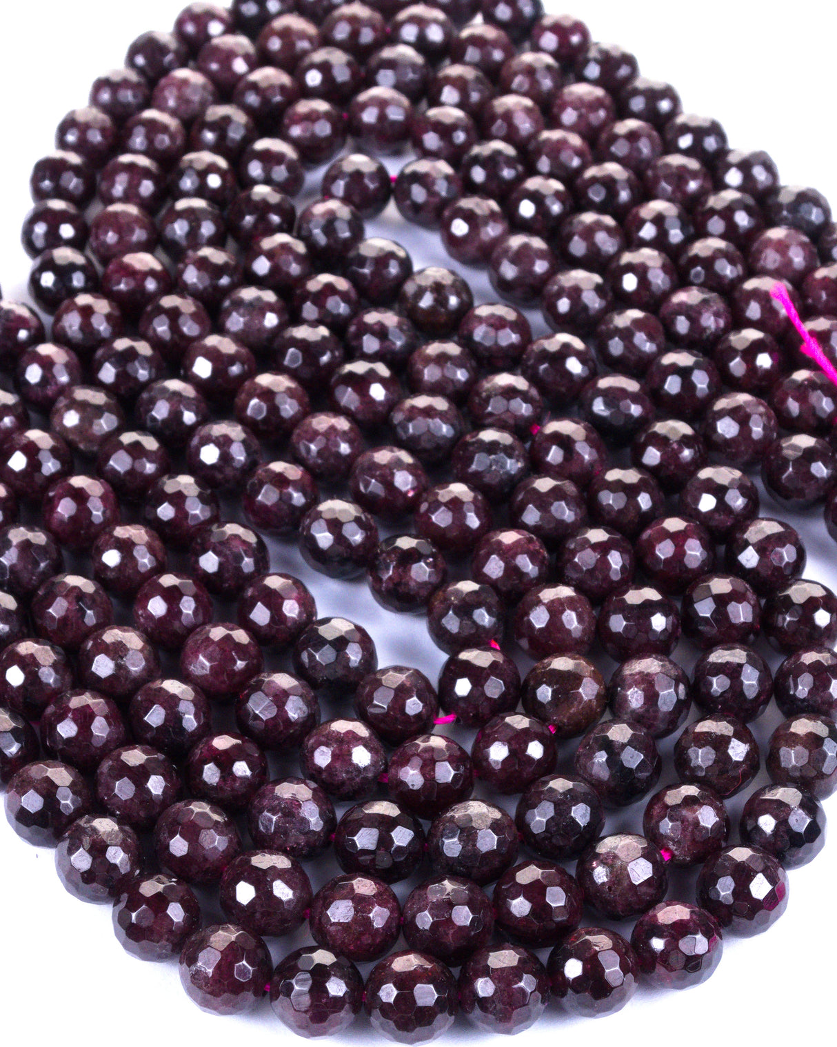 8mm · Faceted · Garnet · round beads · 15" full strand