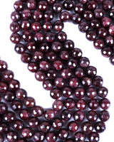 8mm · Faceted · Garnet · round beads · 15" full strand