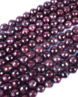 8mm · Faceted · Garnet · round beads · 15" full strand