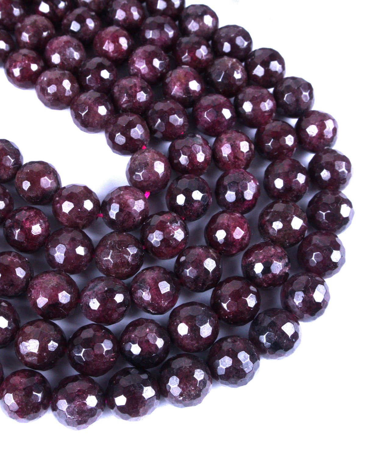 8mm · Faceted · Garnet · round beads · 15" full strand