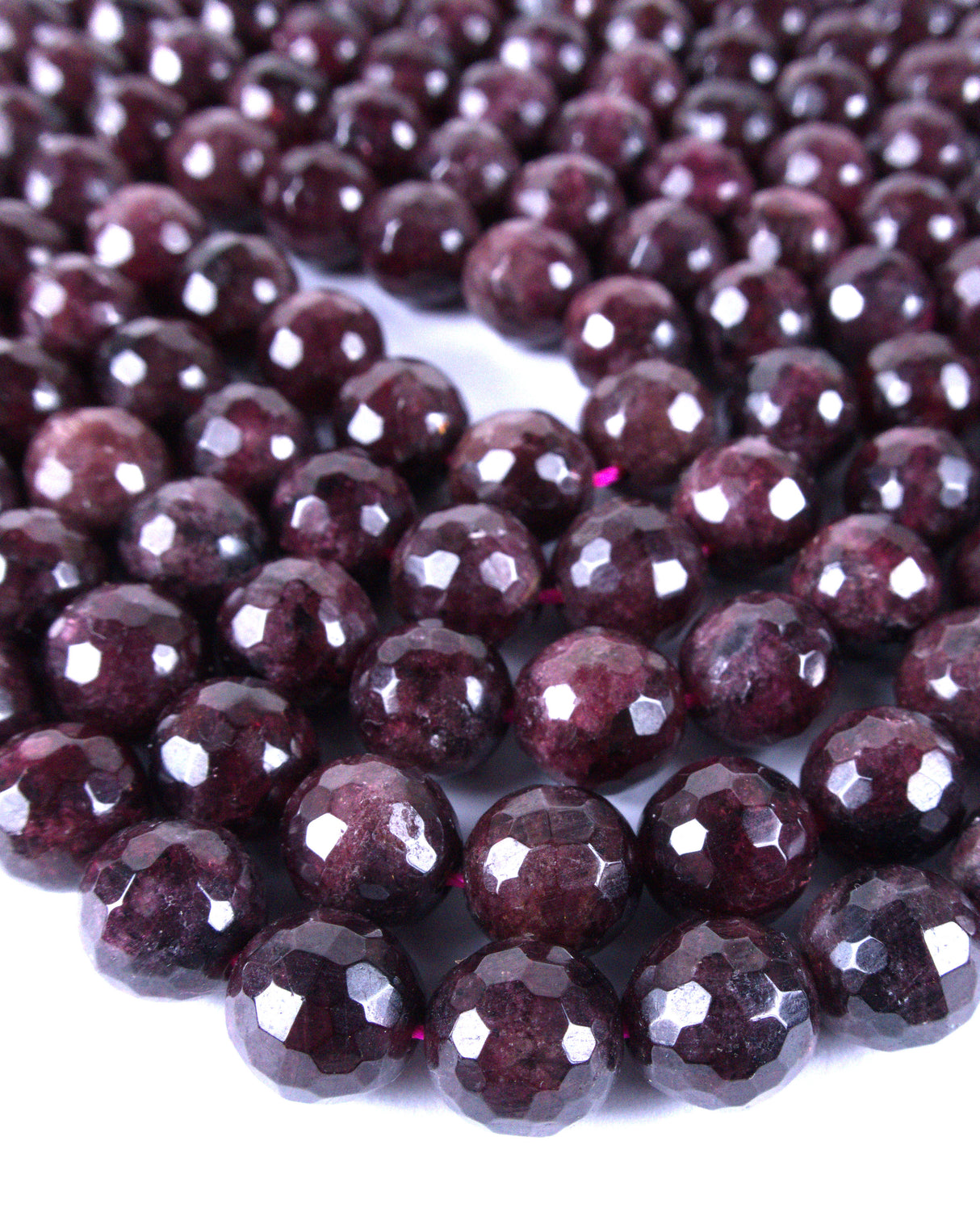 8mm · Faceted · Garnet · round beads · 15" full strand
