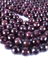 8mm · Faceted · Garnet · round beads · 15" full strand