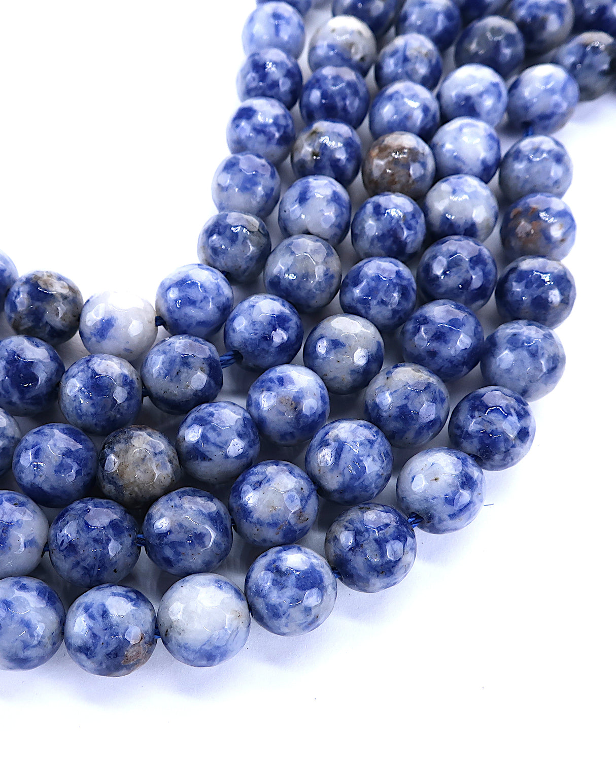 8mm · Faceted · Blue Spot Jasper · Round Beads · 15" full strand