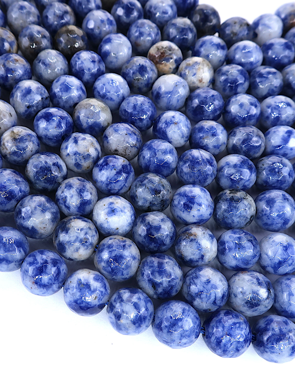 8mm · Faceted · Blue Spot Jasper · Round Beads · 15" full strand