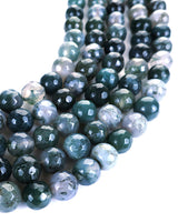 8mm · Faceted · Moss Agate · Round Beads · 15" full strand