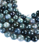 8mm · Faceted · Moss Agate · Round Beads · 15" full strand
