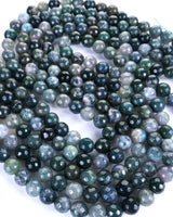 8mm · Faceted · Moss Agate · Round Beads · 15" full strand