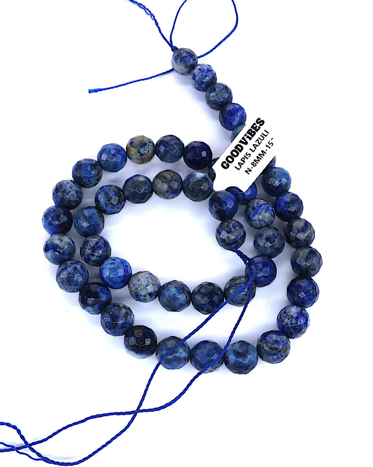 8mm · Faceted ·Lapis Lazuli · Round Beads · 15" full strand