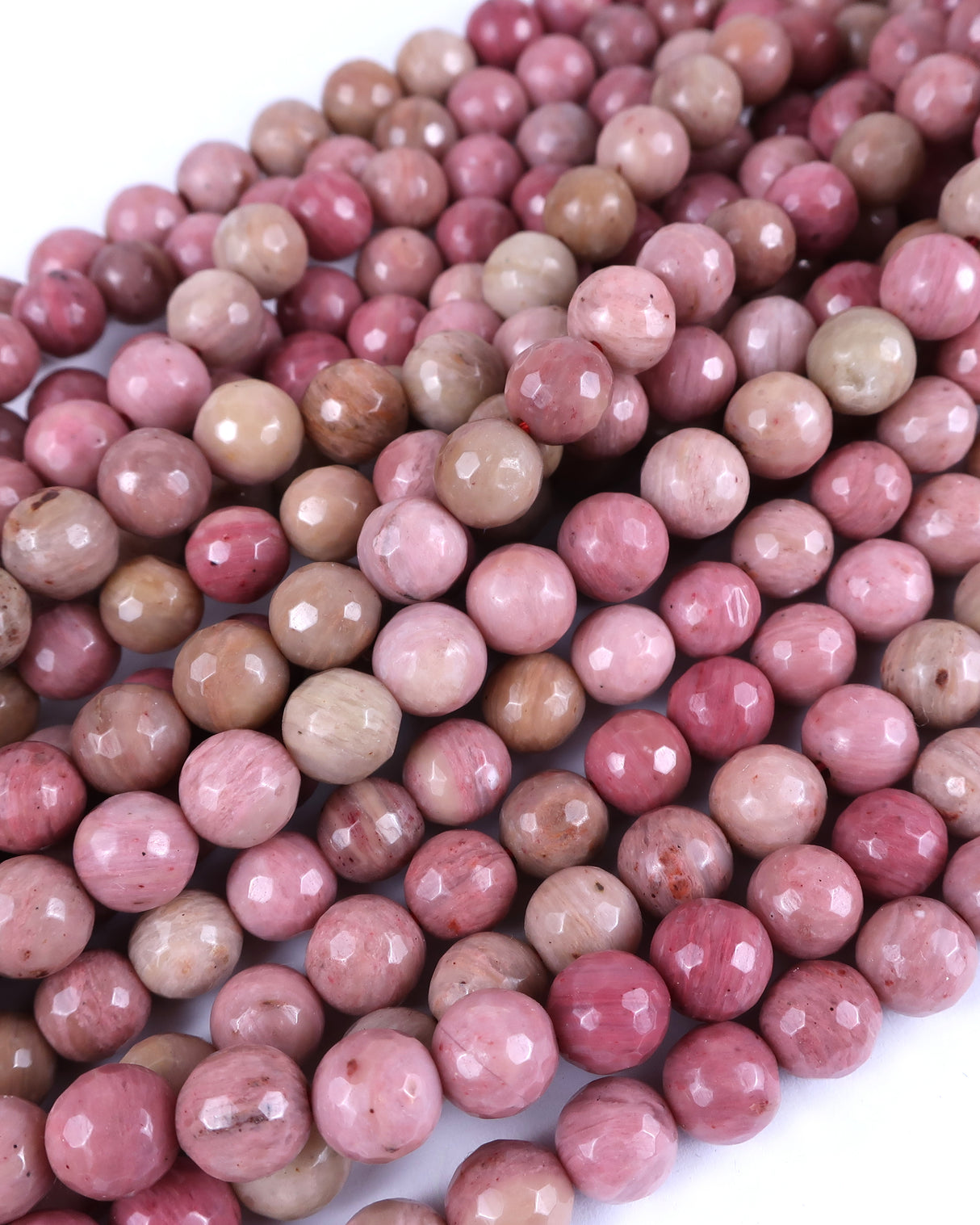 8mm · Faceted · Pink Jasper · Round Beads · 15" full strand