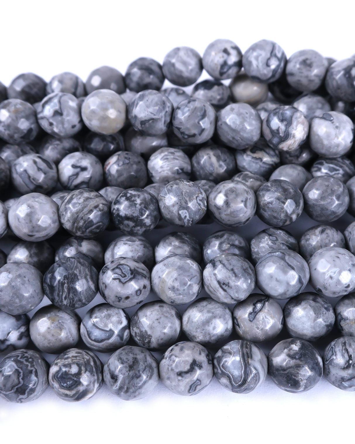 8mm · Faceted · Net Jasper · Round Beads · 15" full strand
