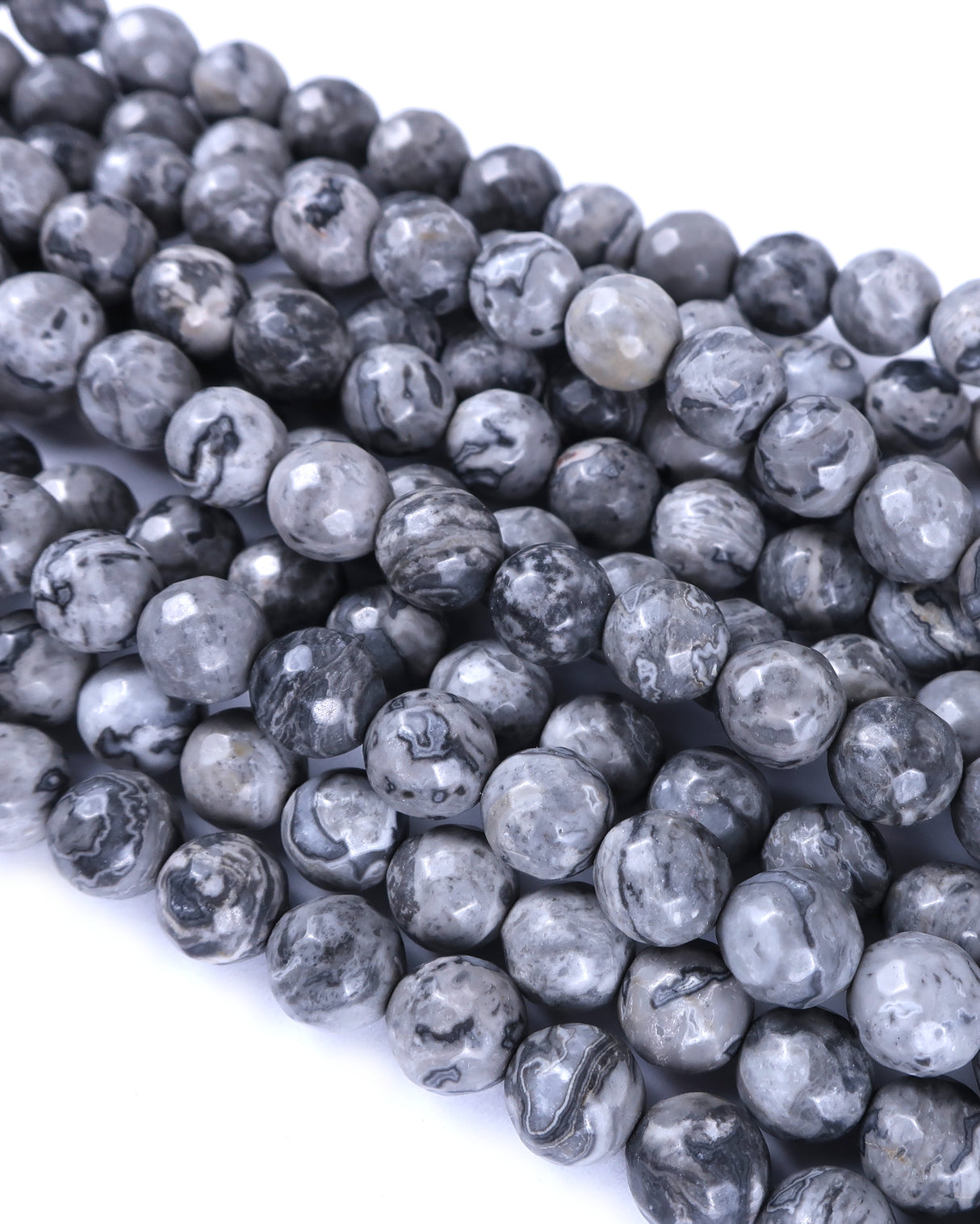 8mm · Faceted · Net Jasper · Round Beads · 15" full strand
