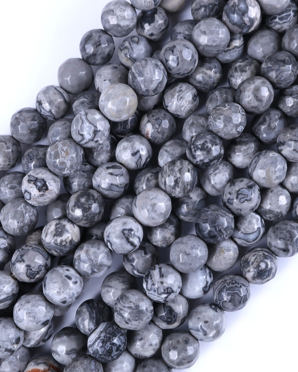 8mm · Faceted · Net Jasper · Round Beads · 15" full strand