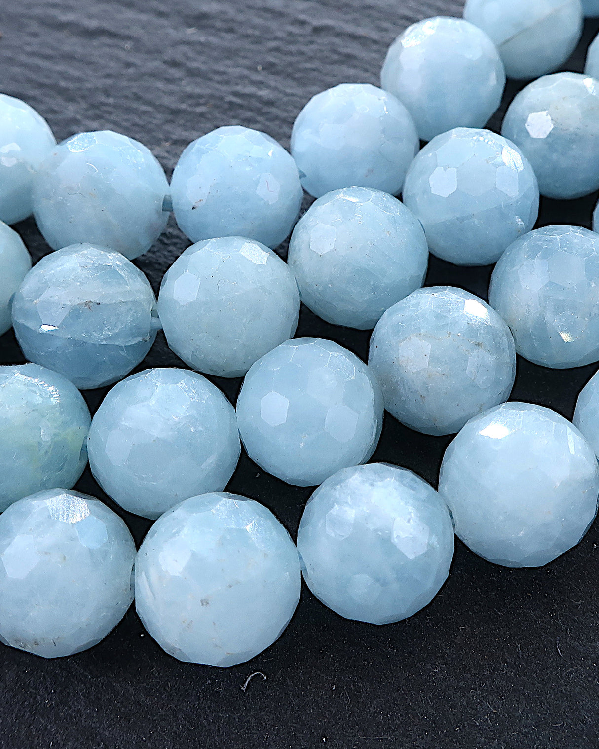 8mm · Faceted · Aquamarine · Round Beads · 15" full strand