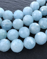 8mm · Faceted · Aquamarine · Round Beads · 15" full strand