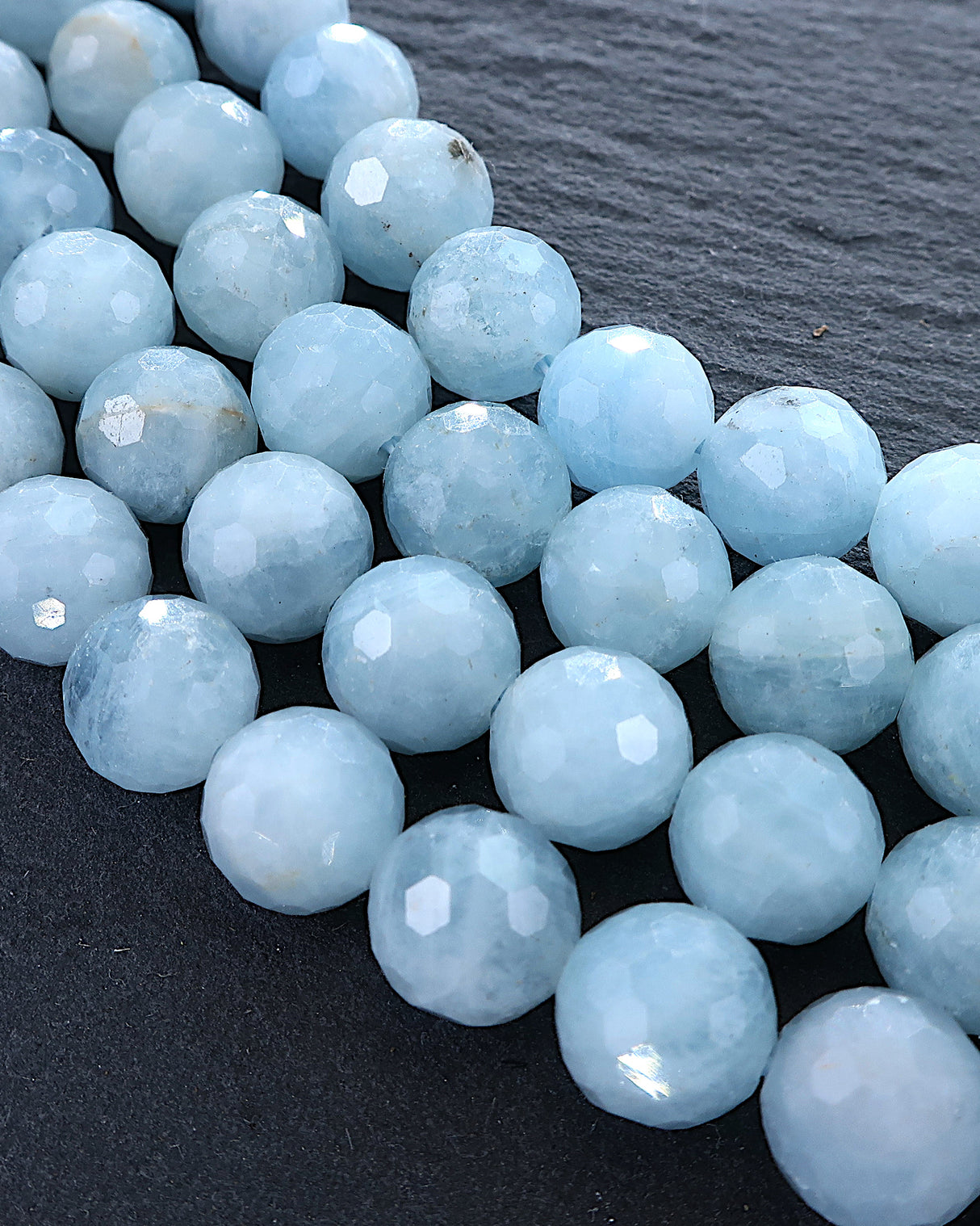 8mm · Faceted · Aquamarine · Round Beads · 15" full strand