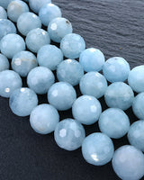 8mm · Faceted · Aquamarine · Round Beads · 15" full strand