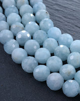 8mm · Faceted · Aquamarine · Round Beads · 15" full strand