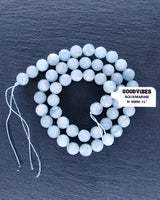 8mm · Faceted · Aquamarine · Round Beads · 15" full strand