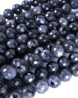 8mm · Faceted · Larvikite · Round Beads · 15" full strand