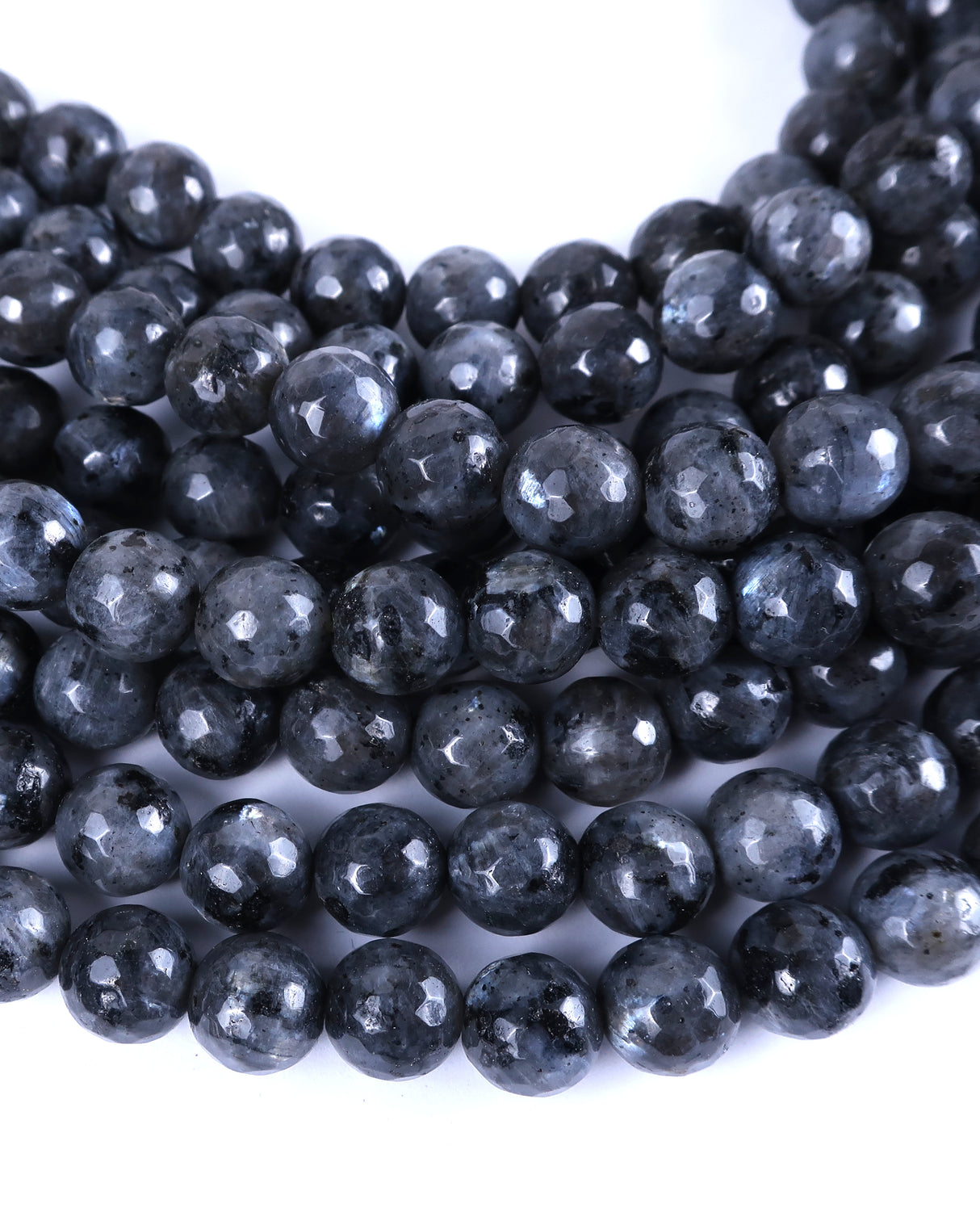 8mm · Faceted · Larvikite · Round Beads · 15" full strand