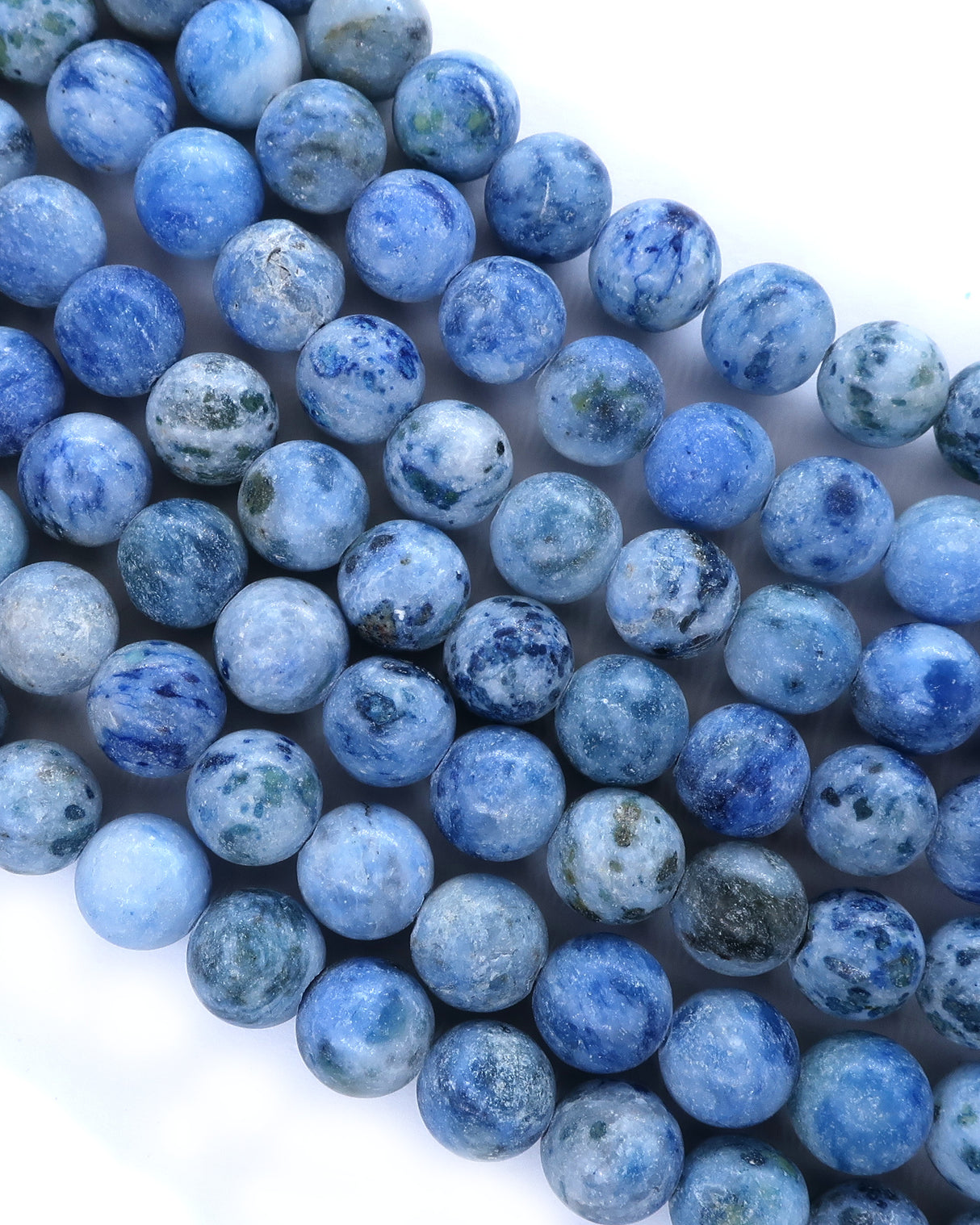8mm · Frosted · Light Blue Crazy Agate · round beads · 15"