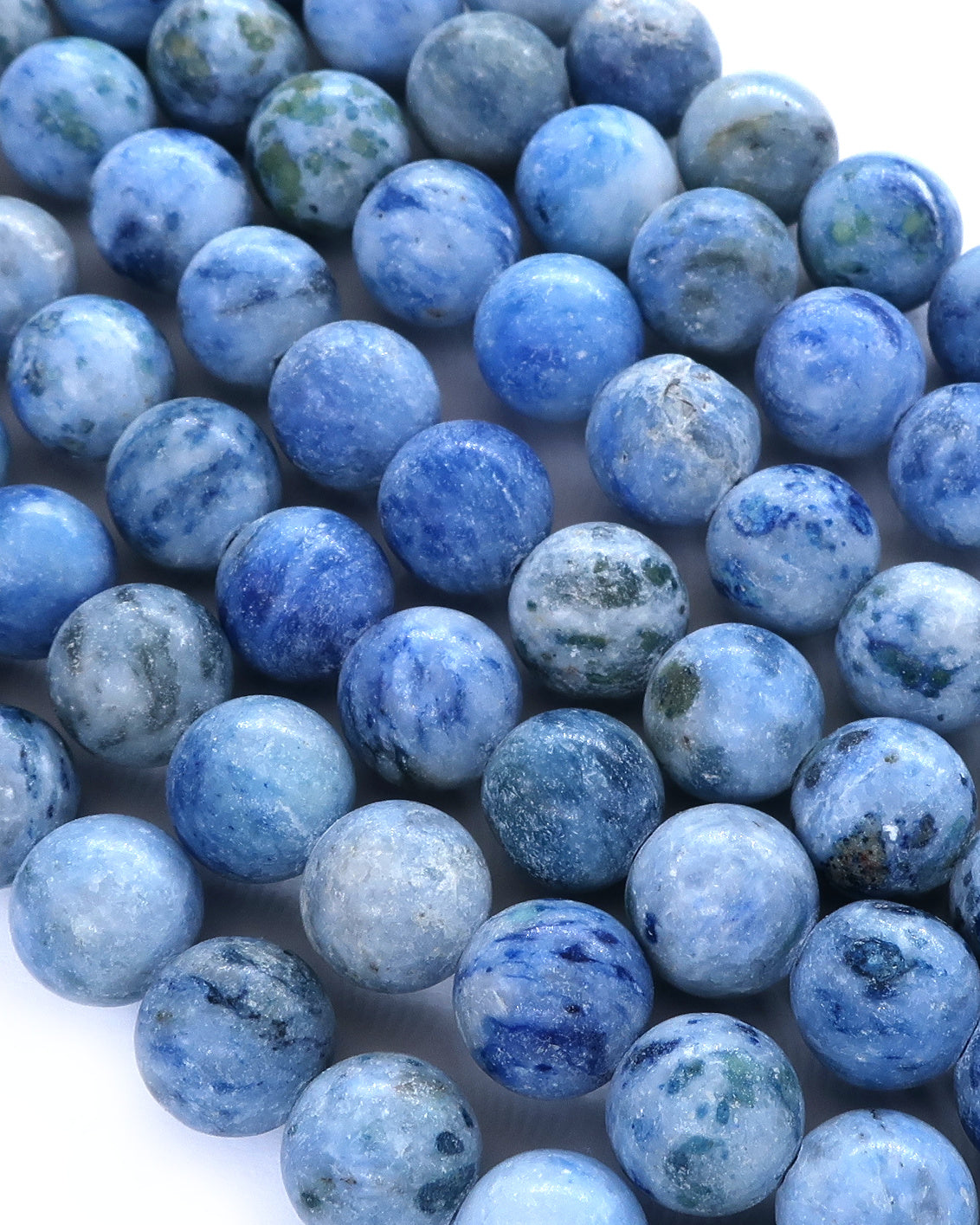 8mm · Frosted · Light Blue Crazy Agate · round beads · 15"