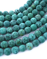 8mm · Frosted · Seagreen Crazy Agate · round beads · 15"