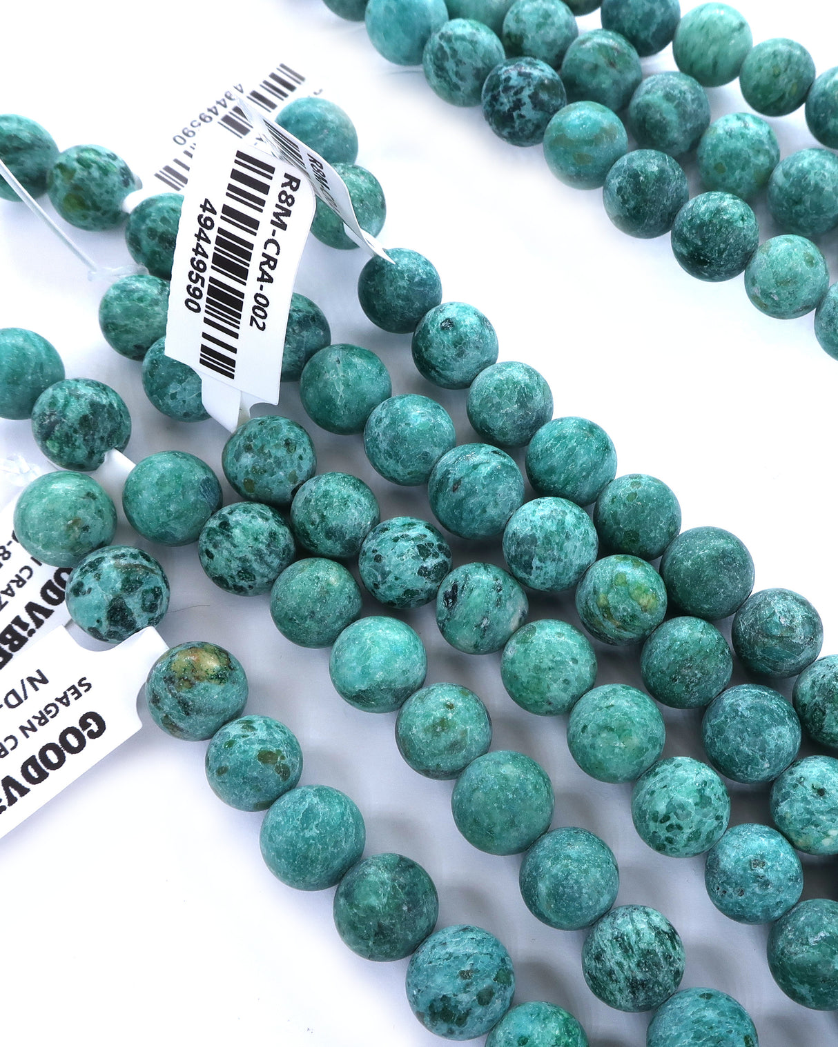8mm · Frosted · Seagreen Crazy Agate · round beads · 15"