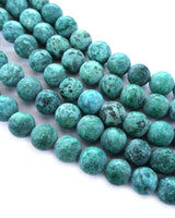 8mm · Frosted · Seagreen Crazy Agate · round beads · 15"