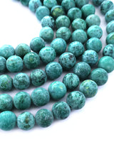 8mm · Frosted · Seagreen Crazy Agate · round beads · 15"
